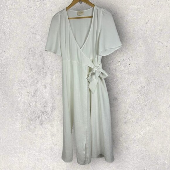 Sezane White Midi Wrap Dress Apolline Ecru White Size 36 French US 4 Minimalist - Picture 5 of 14